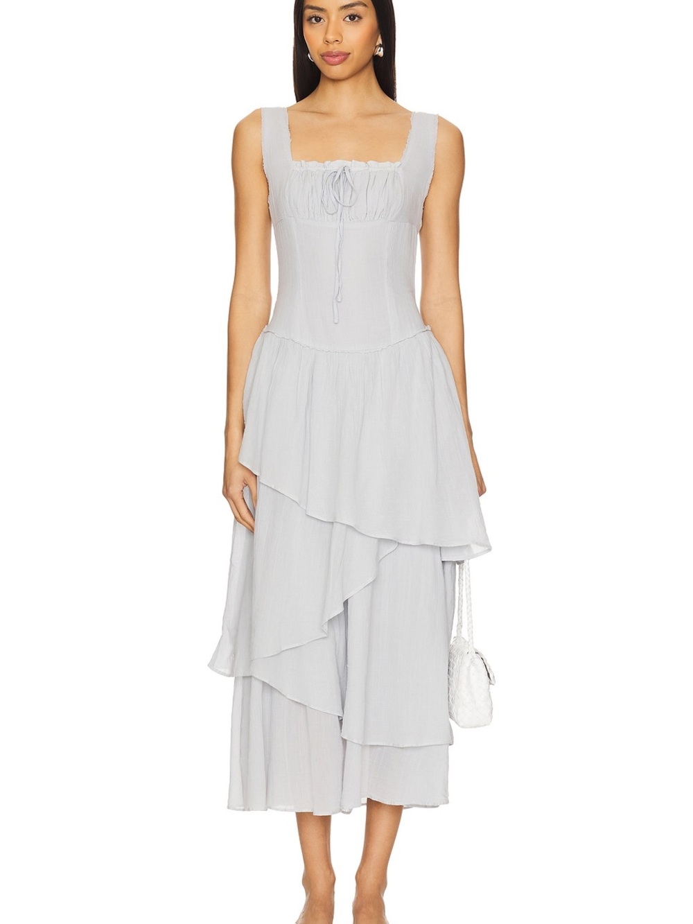 Free People x free-est In My Dreams Midi Dress in Pearl Blue Size Small Cotton